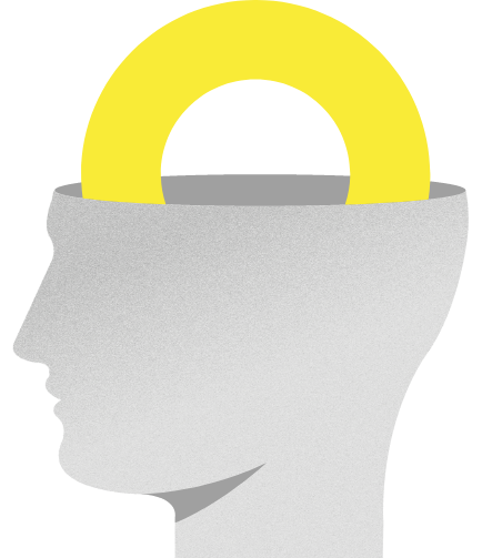 Kopf mit gelbem Kreis